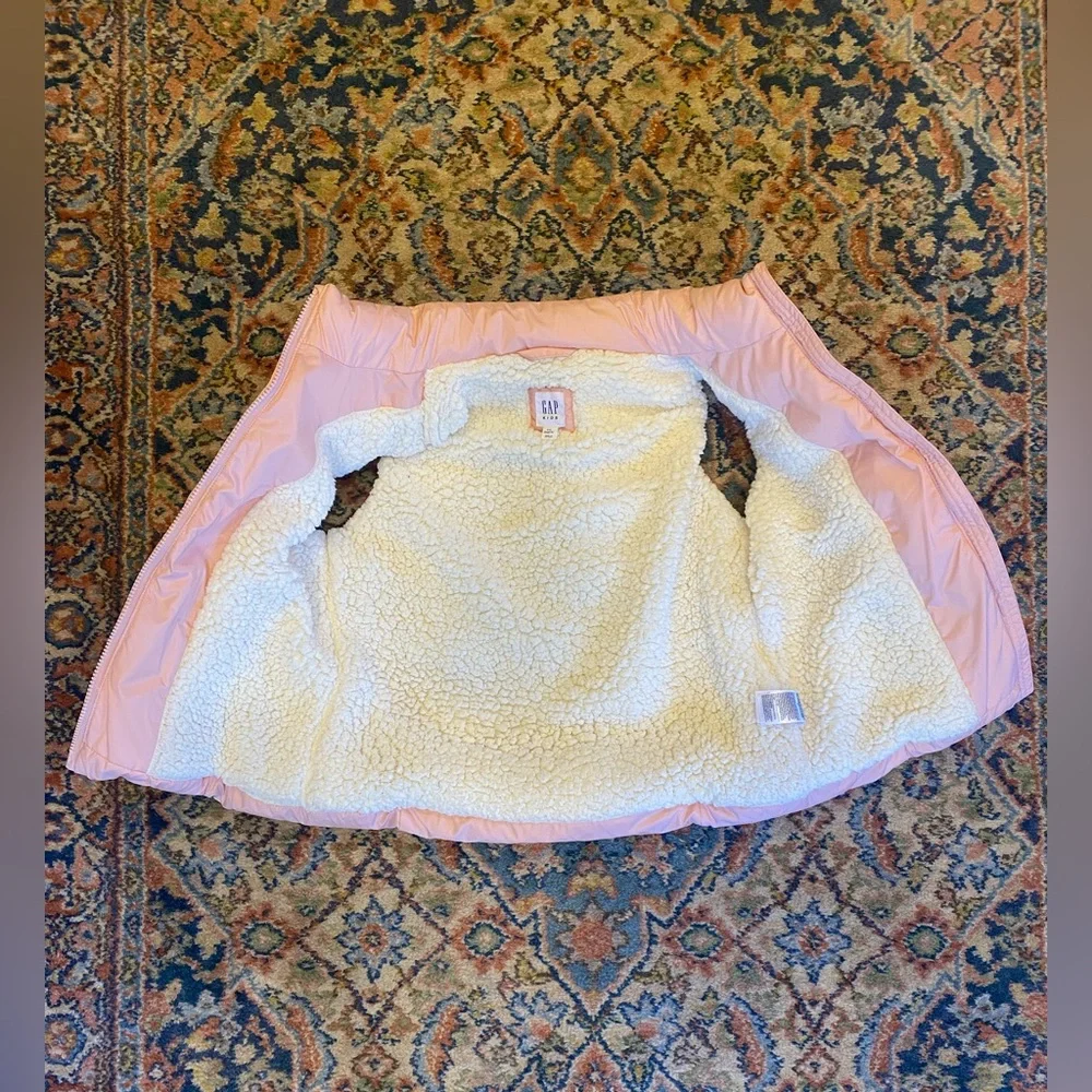 GAP Kids Pink Puffer Vest with faux Sherpa Lining - size XXL (see size chart)